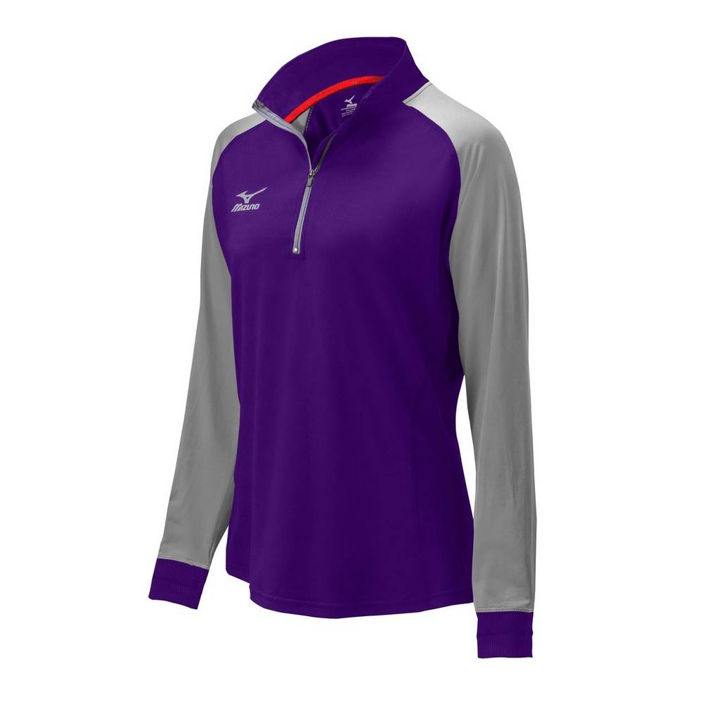 Mizuno Prime 1/2 Cipzáros Női Jacke Lila/Szürke OZP245987